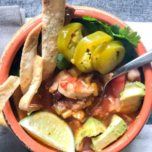 CHICKEN TORTILLA SOUP IN SOUP BOWL