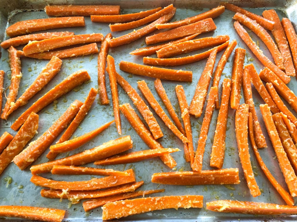Garlic Parmesan Seasoned Carrots ready to bake