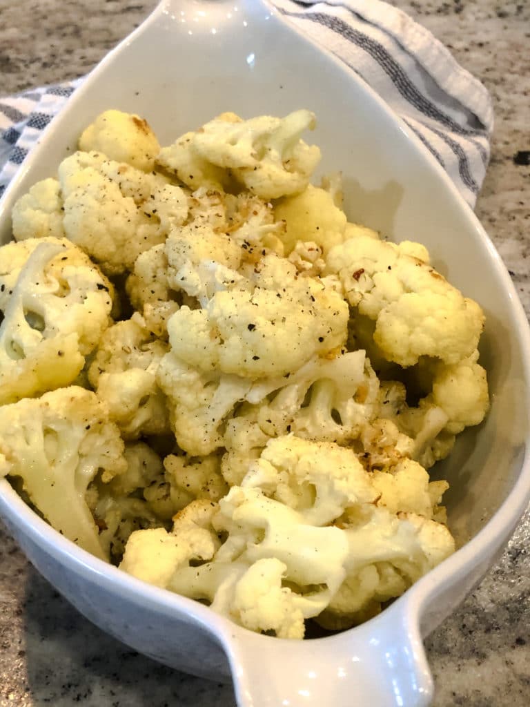 Low-carb cauliflower in baking dish