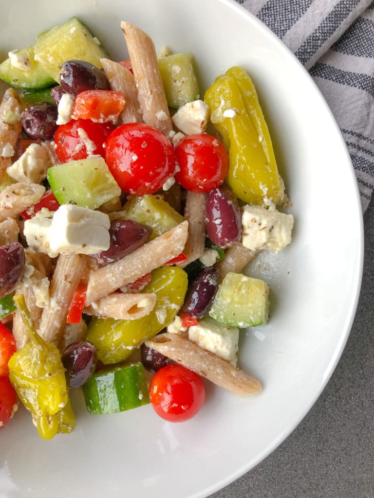 Greek salad with Mediterranean vegetables and Feta cheese plus bonus Authentic Greek Salad Dressing Recipe