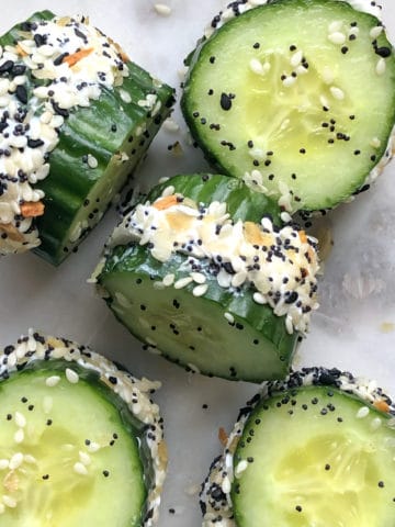 Cucumber sandwiches with cream cheese and seasoning