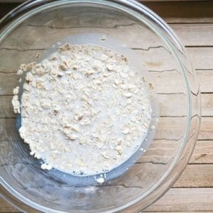 Oats and oat milk soaking for pancake recipe