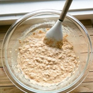 Oat flour pancake batter in a bowl