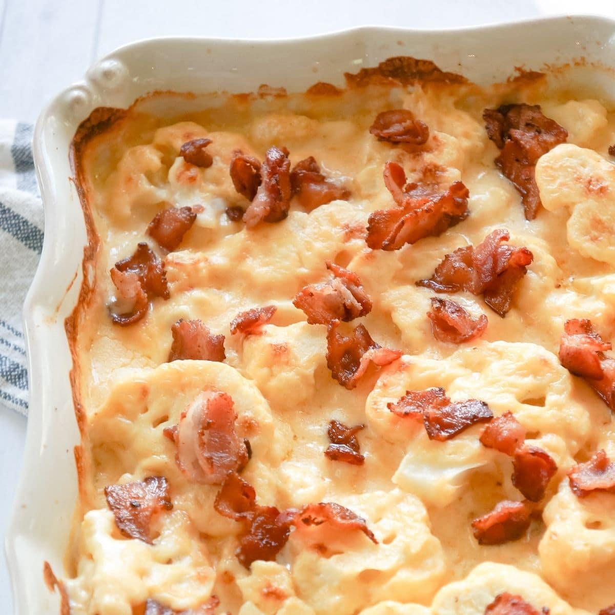 Cheesy Cauliflower Au Gratin With Bacon (Keto, Low-Carb) - Healthy With ...