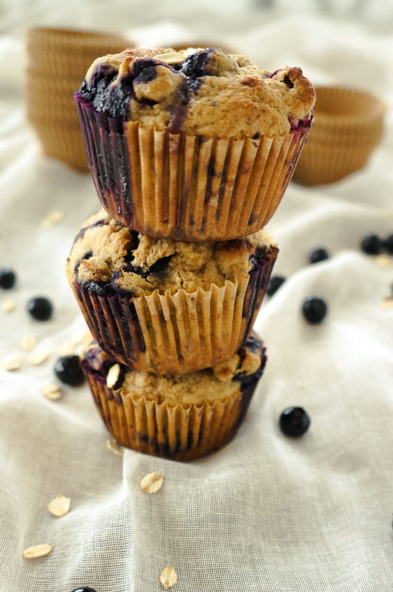 Healthy Banana Blueberry Oatmeal Muffins - Healthy With a Chance of ...