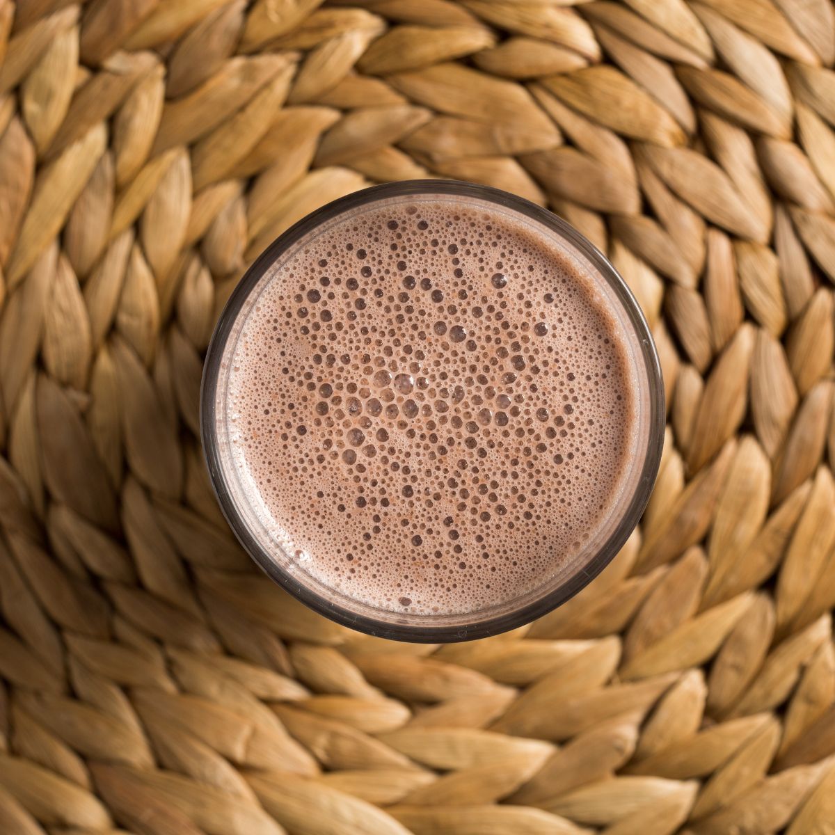 Chocolate weight gain smoothie in a glass